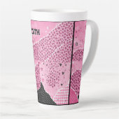 Personalisierter rosa Leopard-Collage-Latte-Mug Milchtasse (Rechte Ecke)