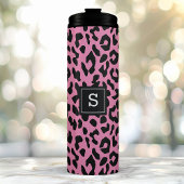 Personalisierter Rosa Leopard Thermosbecher