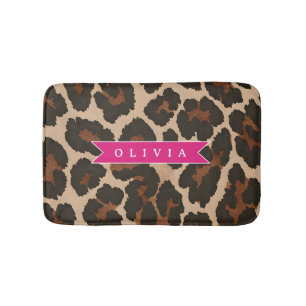 Personalisierter Rosa Leoparden Druck Chic Tier Pr Badematte