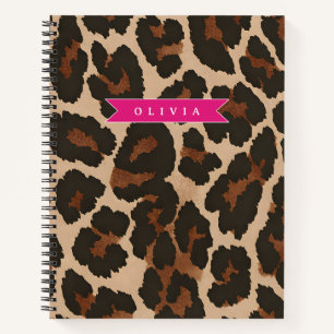 Personalisierter Rosa Leoparden Druck Chic Tiermus Notizblock