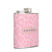Personalisierter Rosa Leopardenprint Flachmann (Rechts)