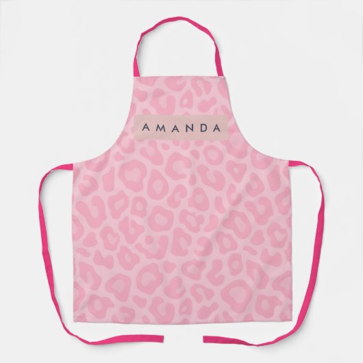 Personalisierter Rosa Leopardenprint Schürze (Vorderseite)