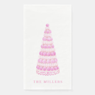 Personalisierter rosa Macaron-Turm Serviette
