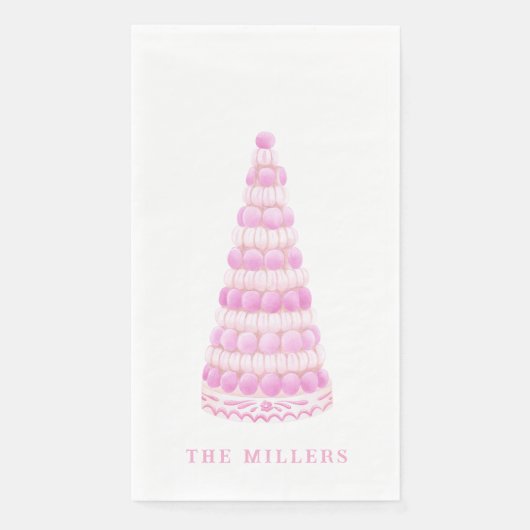 Personalisierter rosa Macaron-Turm Serviette (Vorderseite)