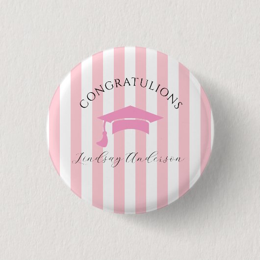 Personalisierter Rosa Mädchen-Abschluss Button (Vorderseite)