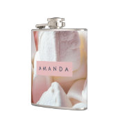 Personalisierter Rosa Marshmallow-Traum Flachmann (Links)