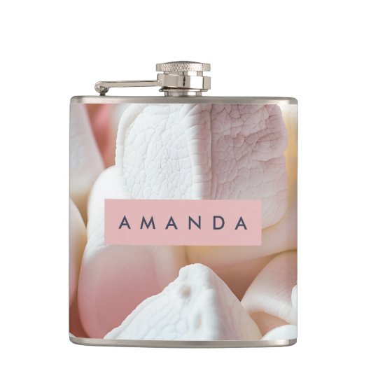 Personalisierter Rosa Marshmallow-Traum Flachmann (Vorderseite)
