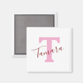 Personalisierter rosa Monogramm-Magnet | Benutzerd Magnet (Vorderseite/Rückseite)