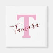 Personalisierter rosa Monogramm-Magnet | Benutzerd Magnet (Vorne)