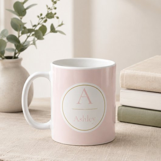 Personalisierter rosa Monogramm-Name Elegant  Kaffeetasse