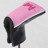 Personalisierter rosa Monogramm-Name Golf Headcover (3/4 Vorderseite)