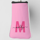 Personalisierter rosa Monogramm-Name Golf Headcover (Rotieren 90)