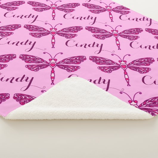 Personalisierter Rosa-Name-Drachenmappendecke Sherpadecke (3/4)