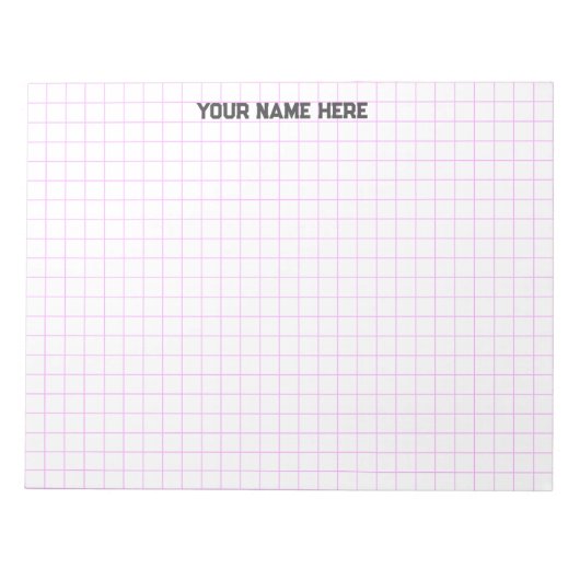 Personalisierter rosa Name Grosses Graph Paper Notizblock (Vorderseite)