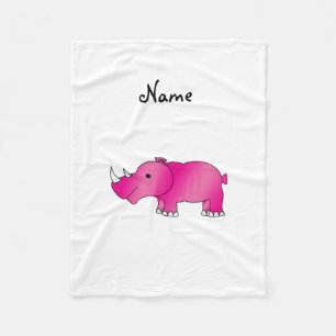Personalisierter rosa Namensrhino Fleecedecke