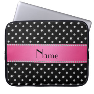 Personalisierter rosa Namensstreifen der schwarzen Laptopschutzhülle