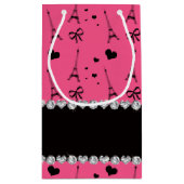 Personalisierter rosa Namensturm Paris Eiffel Kleine Geschenktüte (Rückseite)