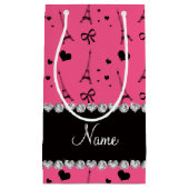 Personalisierter rosa Namensturm Paris Eiffel Kleine Geschenktüte (Vorderseite)