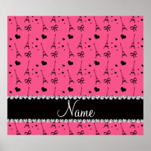 Personalisierter rosa Namensturm Paris Eiffel Poster