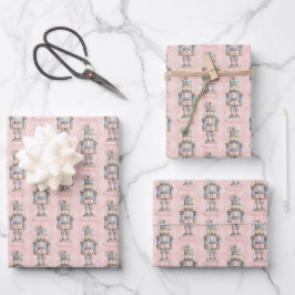Personalisierter Rosa Nussknacker Weihnachten Geschenkpapier Set