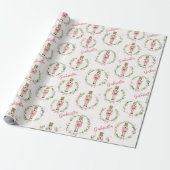 Personalisierter rosa Nussknacker-Weihnachtskranz Geschenkpapier (Ungerollt)