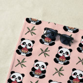 Personalisierter Rosa Panda Kinder Strandtuch (Beispiel)