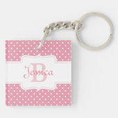 Personalisierter rosa Polka-Punkt Schlüsselanhänger (Rückseite)