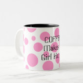 Personalisierter rosa Polka-Punkt Zwei-Tonte Zweifarbige Tasse (Vorderseite Links)
