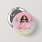 Personalisierter Rosa Prinzessin Geburtstag  Button (Vorne & Hinten)