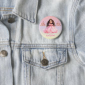 Personalisierter Rosa Prinzessin Geburtstag  Button (Beispiel)