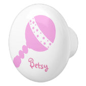 Personalisierter rosa Rattle Drawer Knopf Keramikknauf (Rechts)