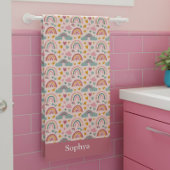 Personalisierter Rosa Regenbogen für Kinder Badehandtuch