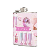 Personalisierter Rosa Retro-Milchshake Niedlich Co Flachmann (Links)