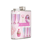 Personalisierter Rosa Retro-Milchshake Niedlich Co Flachmann (Rechts)