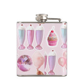 Personalisierter Rosa Retro-Milchshake Niedlich Co Flachmann (Rückseite)
