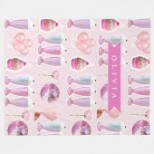 Personalisierter Rosa Retro-Milchshake Niedlich Co Fleecedecke (Vorderseite (Horizontal))