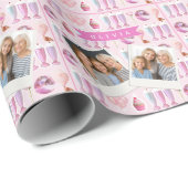 Personalisierter Rosa Retro-Milchshake Niedlich Co Geschenkpapier (Rolleneckpunkt)