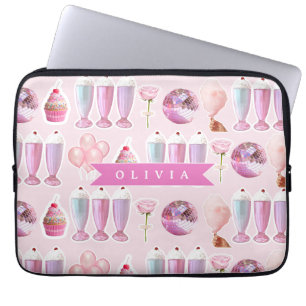 Personalisierter Rosa Retro-Milchshake Niedlich Co Laptopschutzhülle