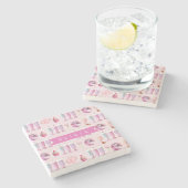 Personalisierter Rosa Retro-Milchshake Niedlich Co Steinuntersetzer (Seitenansicht)