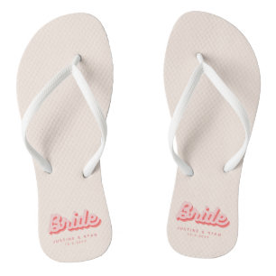 Personalisierter rosa Retro-Strand Badesandalen