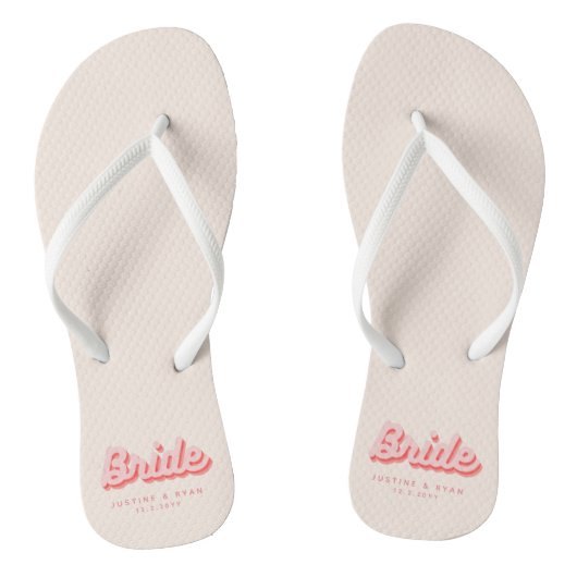 Personalisierter rosa Retro-Strand Badesandalen (Fußbett)
