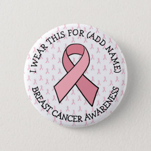 Personalisierter rosa Ribbon Brustkrebs Button