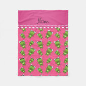 Personalisierter rosa rosa Herzstreifen der grünen Fleecedecke (Vorderseite)