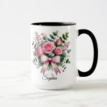 Personalisierter rosa Rosen-Namensbecher Elegantes