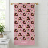 Personalisierter Rosa Roter Panda Kinder Badehandtuch