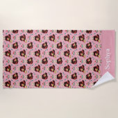 Personalisierter Rosa Roter Panda Kinder Strandtuch (Vorderseite)