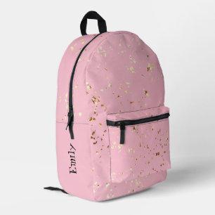 Personalisierter rosa Rucksack mit Goldfetti