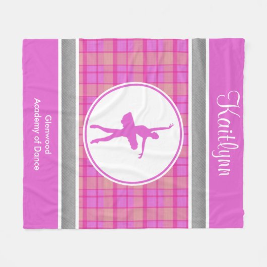 Personalisierter rosa Schatz-karierter Tänzer Fleecedecke (Vorderseite (Horizontal))