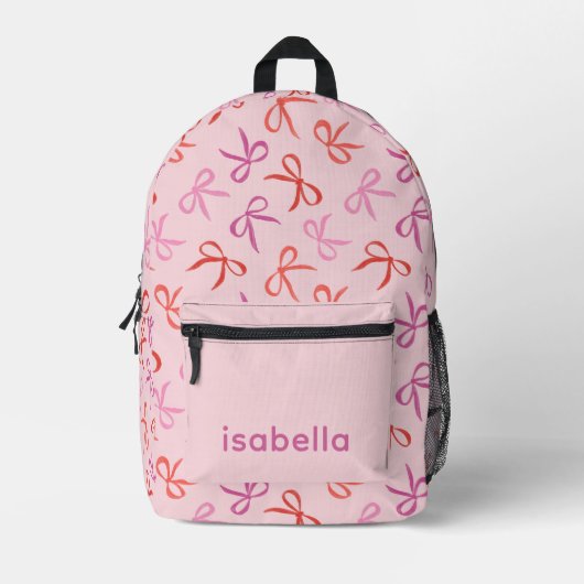 Personalisierter rosa Schleifen Mädchen Rucksack (Vorderseite)