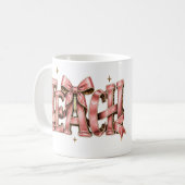Personalisierter rosa Schleifen-Name-Becher, Coque Kaffeetasse (Vorderseite Links)